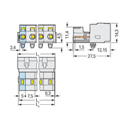 WAGO - Kabelsteckverbinder für Leiterplattensteckverbinder 1-Leiter-Stiftleiste 723-607/018-000 CAGECLAMP,2,5mm²,lgr − 50 Stück