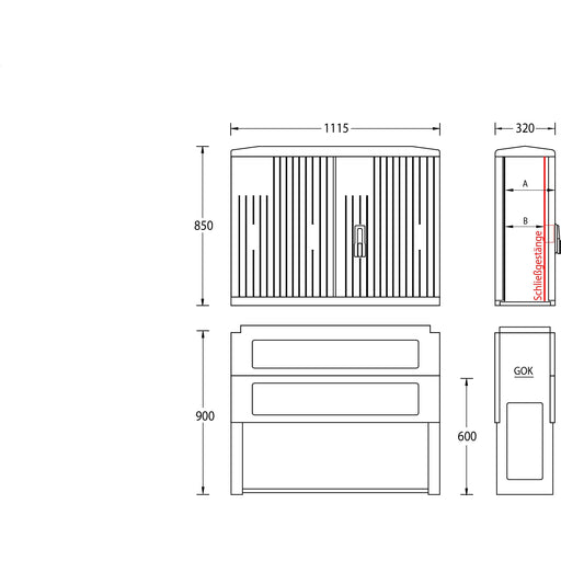 uesa - Gehäuse/Schaltschrank (leer) Normschrank IP44 A120-850 850x1115x320mm