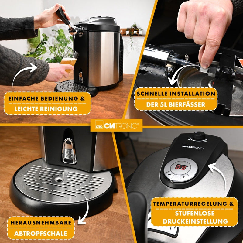 CLATRONIC - Getränkebereiter Bierzapfanlage CTC  BZ 3740 inox f.5L Fässchen  − 1 Stück