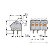 WAGO - Leiterplattenklemme 256-420/334-000 Drücker 2,5qmm grau − 10 Stück
