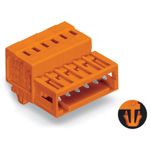 WAGO - Kabelsteckverbinder für Leiterplattensteckverbinder 1-Leiter-Stiftleiste 734-348/018-000 CAGECLAMP,1,5mm²,or − 25 Stück