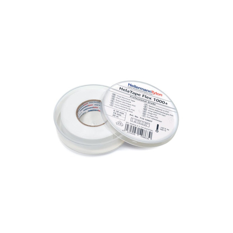 HellermannTyton - Klebeband Premium PVC-Isolierband FLEX1000+19x20 WH 19mmx20m, weiß