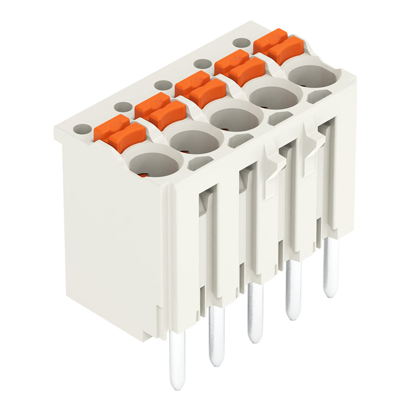 WAGO - Leiterplattensteckverbinder 1-Leiter-THT-Federleiste 2091-1175 CAGE CLAMP,lichtgrau − 200 Stück