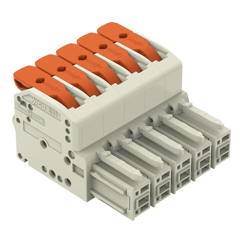 WAGO - Ein- und mehrpolige Klemmenleiste 1-Leiter-Federleiste Hebel 831-1105 Push-inCAGECLAMP,lgr − 24 Stück