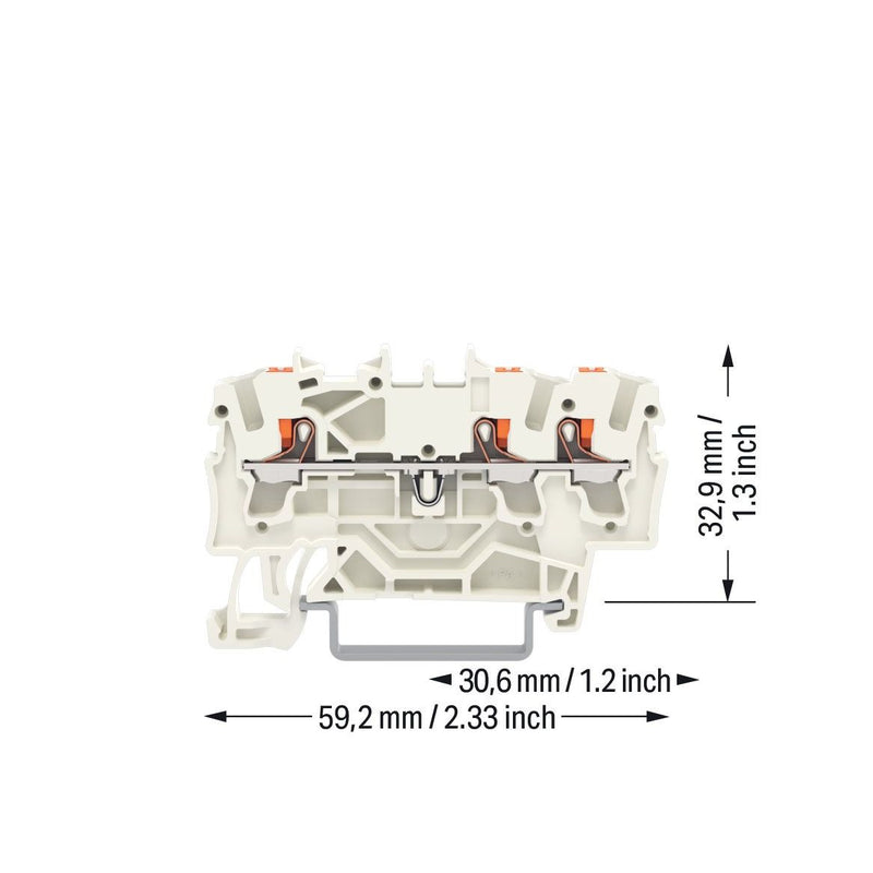 WAGO - Durchgangs-Reihenklemme 3L-Durchgangsklemme 2202-1309 2,5 qmm, lichtgr − 100 Stück