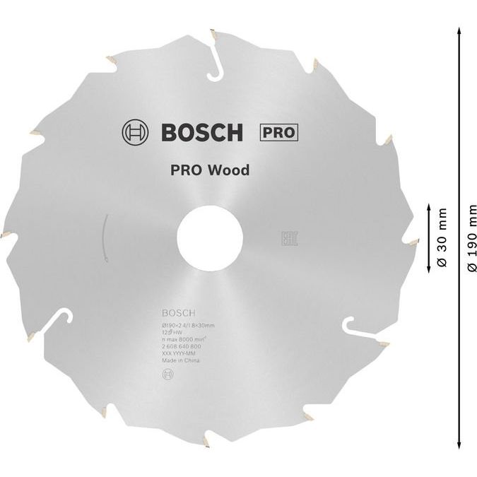 Bosch - Kreissägeblatt PRO Wood Kreissägeblatt, 2608640800 190 x 2,4 x 30 mm