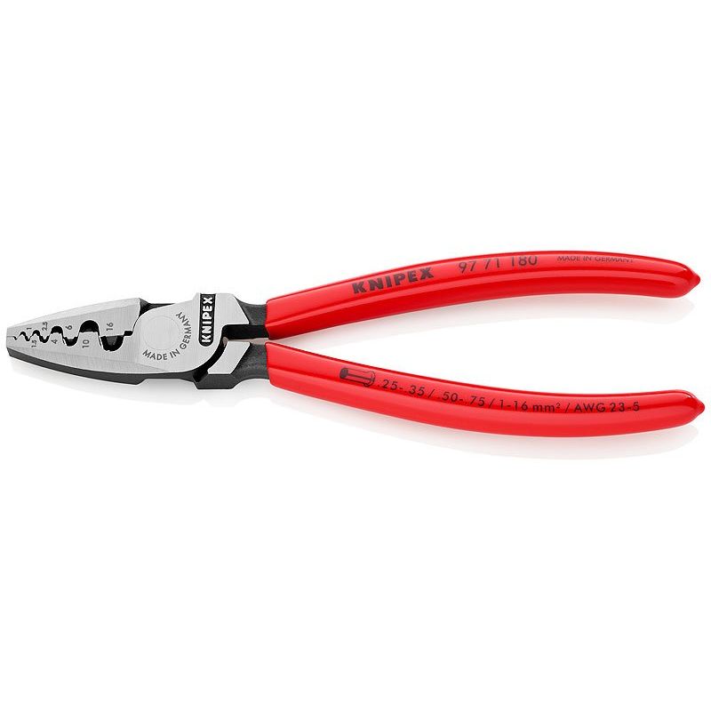 Knipex - Presswerkzeug Kabelschuhe/Verbinder, Aderendhülsen, Schirmanschluss Crimpzange 97 71 180 SB 180mm