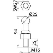 DEHN - Festpunkt für EuK-Vorrichtung Kugelfestpunkt KFP 25 M16 25 D 25mm gerade