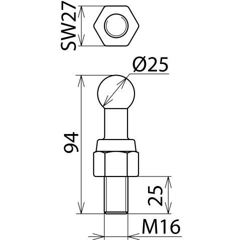 DEHN - Festpunkt für EuK-Vorrichtung Kugelfestpunkt KFP 25 M16 25 D 25mm gerade