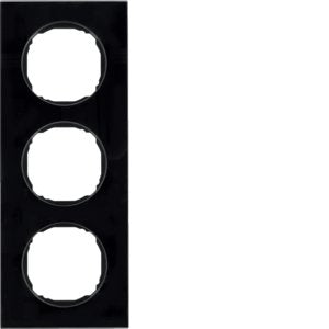 Berker - Abdeckrahmen Rahmen 3-fach 10132616 flach Glas schwarz