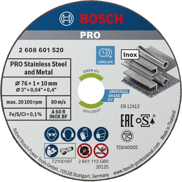 Bosch - Trenn-/Schleifscheibe PRO Stainless Steel and 2608601520(VE5) Metal Gebundene