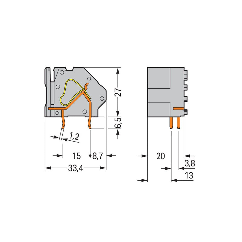 WAGO - Leiterplattenklemme Anreihbare Leiterplattenk. 745-883/006-000 16mm² − 50 Stück