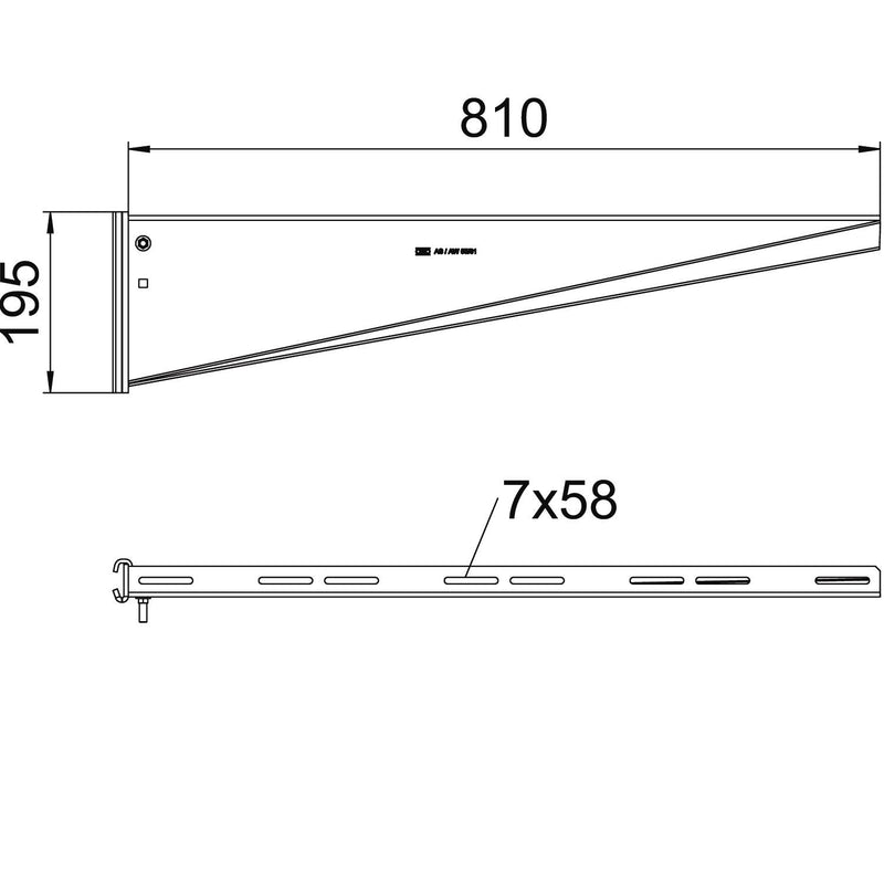 OBO Bettermann - Ausleger für Kabeltragsystem Stielausleger AS 55 81 FT tauchfeuervz. B810mm