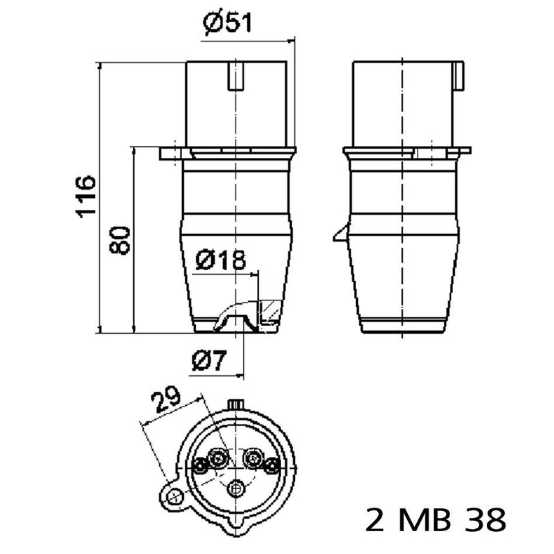Bals Elektrotech - CEE-Stecker (IEC 60309) Stecker 219 16A 3p 230V 6h