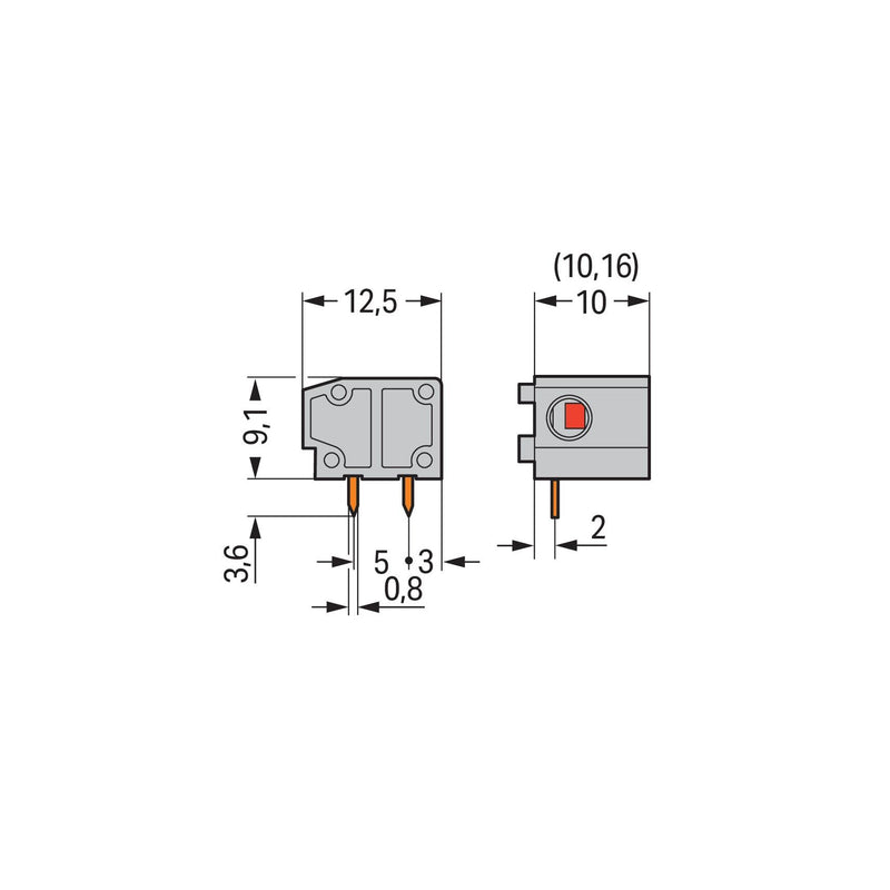 WAGO - Leiterplattenklemme Anreihbare Leiterplattenk. 235-766 2,5mm² − 100 Stück