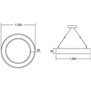 Brumberg Leuchten - Pendelleuchte LED-Pendel-Ringleuchte 13923183 D1200mm, H35mm