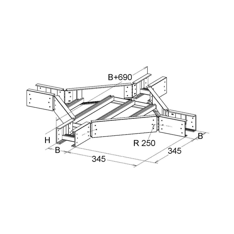 Niedax - Kreuzstück für Kabelleiter GFK-Kreuzung ULLX 100.500 100x500mm