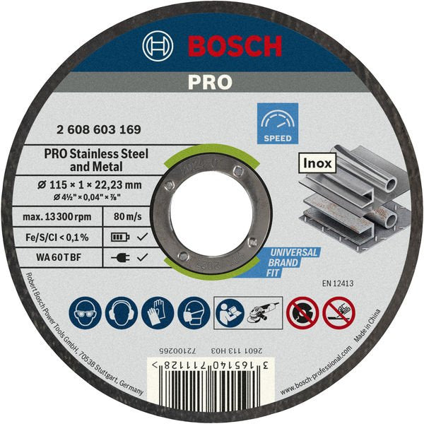 Bosch - Trenn-/Schleifscheibe PRO Stainless Steel and 2608603254 (VE10) Metal Trennscheibe − 10 Stück