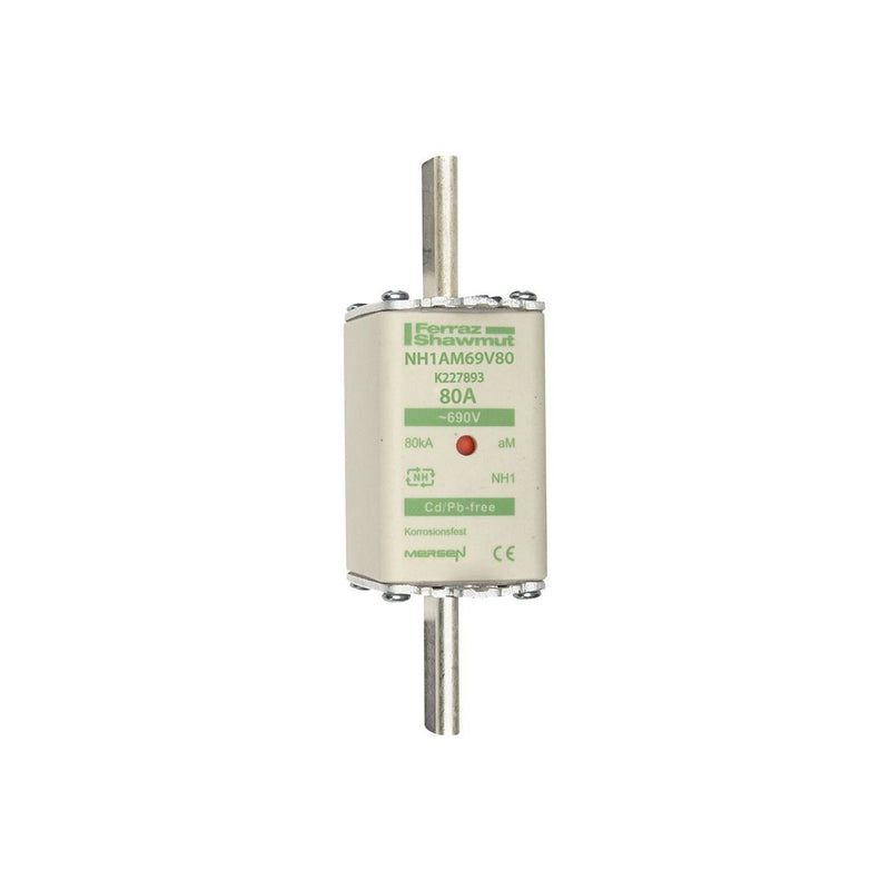 Mersen - Messersicherung Sicherungseinsatz NH aM NH1AM69V80 Gr.1 80A sfü KM − 3 Stück