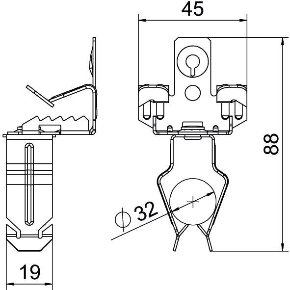 OBO Bettermann - Befestigungsklammer Trägerklammer SCVPO 7-13 D32 m.Rohraufna. u. 32mm − 50 Stück