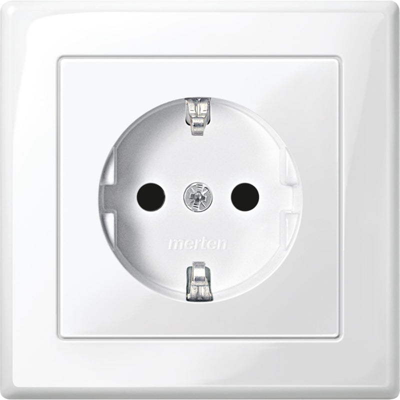 Merten - Steckdose SCHUKO-Steckdose pws/gl MEG2300-1419 volle Abdeckplatte