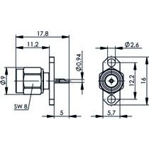 Telegärtner - Koax-Steckverbinder SMA-Flanschstecker 2-Loch 100024627 AU − 5 Stück