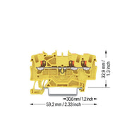 WAGO - Durchgangs-Reihenklemme 3-Leiter-Durchgangsklemme 2201-1306 Drücker,1,5 mm², ge − 100 Stück