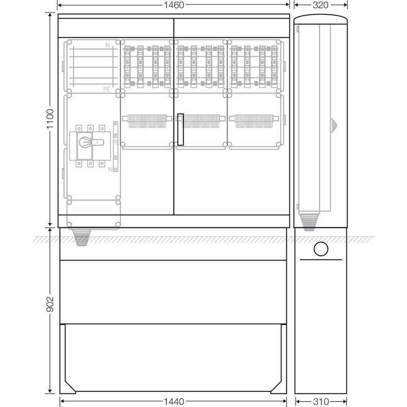 Hensel - Verteilerschrank für Energieversorgung Ladeverteiler Mi EV 22kW 12010 f.12 Ladep. a 22kW