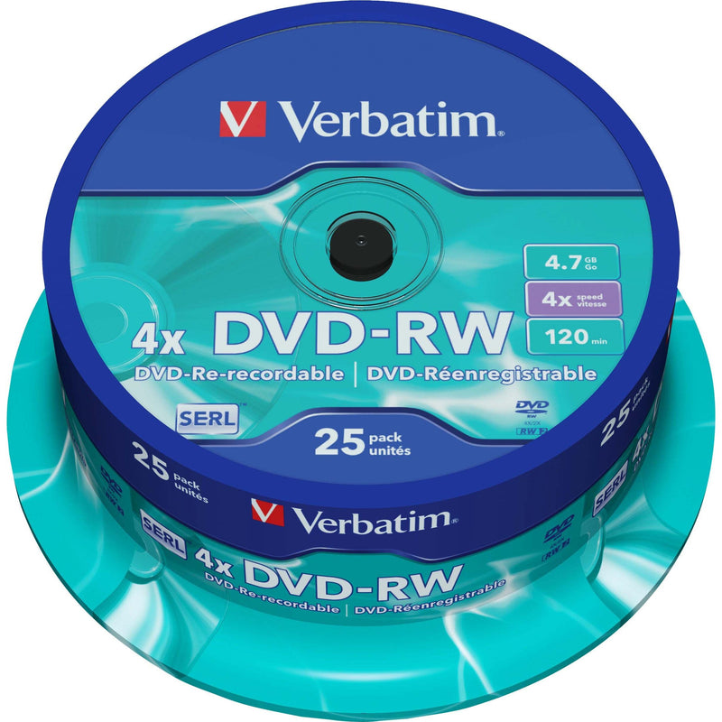 Verbatim - Speichermedium digital DVD-RW 4.7GB/120Min/4x 43639 (VE25) Cakebox (25 Disc)
