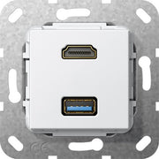 Gira - Einsatz/Abdeckung für Kommunikationstechnik UP Tragring HDMI und USB A 567803 rws Gender Changer