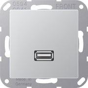 Jung - Multifunktions-Anschlussdose Multimedia-Anschluss alu MA A 1122 AL USB m.Tragring