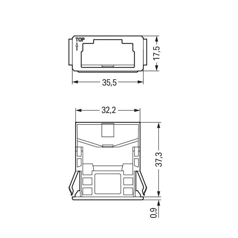 WAGO - Zubehör/Ersatzteile für steckbare Gebäudeinstallation Snap-In-Rahmen 770-318 3-pol.,1,0 3,0mm,sw − 100 Stück