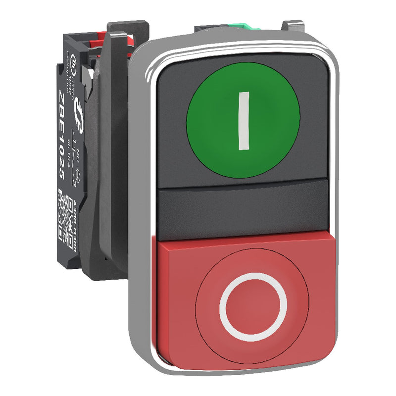 Schneider Electric - Drucktaster, Komplettgerät Doppeldruckt. Gn Rt 1S XB4BL734155 1Ö 22Mm Push In