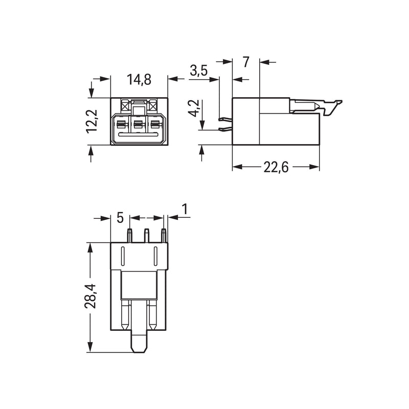 WAGO - Leiterplattensteckverbinder Stecker für Leiterplatten 890-873 3-polig,hellgrün − 100 Stück