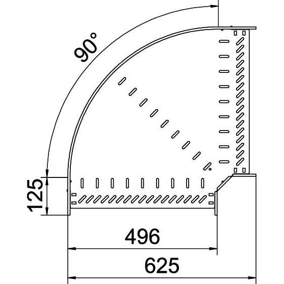 OBO Bettermann - Bogen für Kabelrinne Bogen 90 Grad RB 90 650 A4 60x500, rostfrei