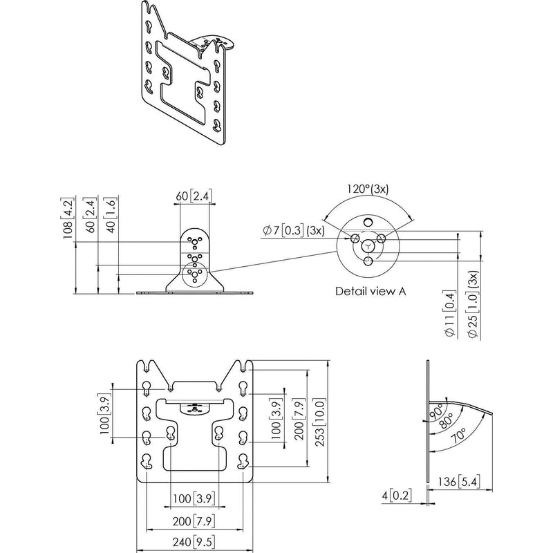 Vogels - Zubehör/Ersatzteile für Unterhaltungselektronik VESA-Adapter PFI3045 sw 200x100/200x200