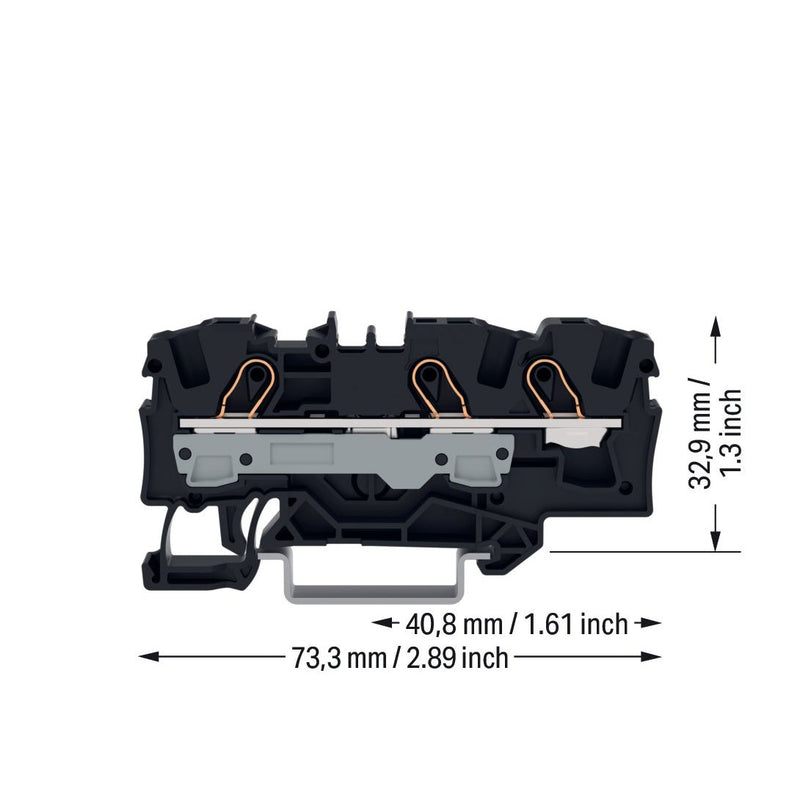 WAGO - Durchgangs-Reihenklemme Durchgangsklemme 2006-1305 6qmm schwarz, 3L − 25 Stück
