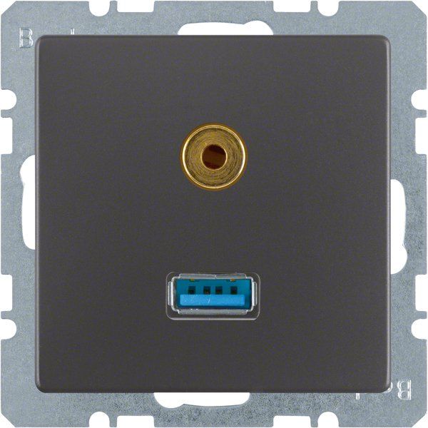 Berker - Einsatz/Abdeckung für Kommunikationstechnik USB/3,5mm Audio Steckdose 3315396086 anth/sa