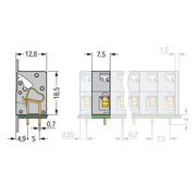 WAGO - Leiterplattenklemme Anreihbare Leiterplattenk. 741-902 Drücker,2,5mm²,gr − 100 Stück