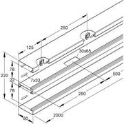 Niedax - Geräteeinbaukanal Gerätekanal-Unterteil DKU 220-78T80 C − 4 Meter