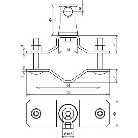 DEHN - Rohrschelle für Blitzschutz Rohrschelle RS D40.60 BB16 V2AZG D 48-60mm NIRO