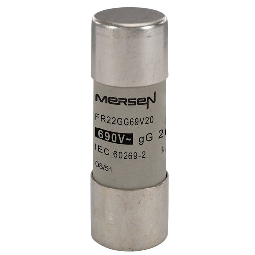 Mersen - Zylindrische Sicherung Sicherungseinsatz zylindr. FR22GG69V20 gG 22x58 20A − 10 Stück