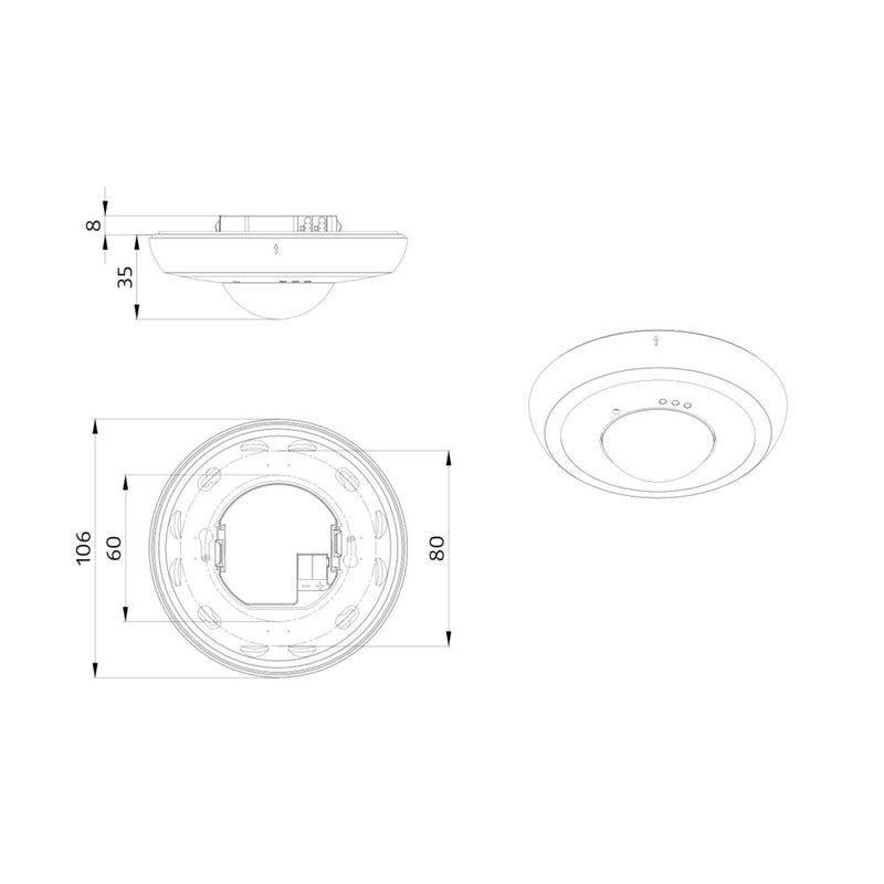 BEG Brück Electronic - Bussystem-Bewegungsmelder Präsenzmelder KNX PD2N-KNXs-BA-UP UP, weiß