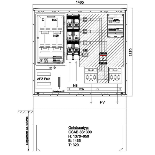 GSAB Elektrotechnik - Zähler-Komplettschrank Wandlermessung 09.W400.AR-ZWS-4 400A, NA-Schutz