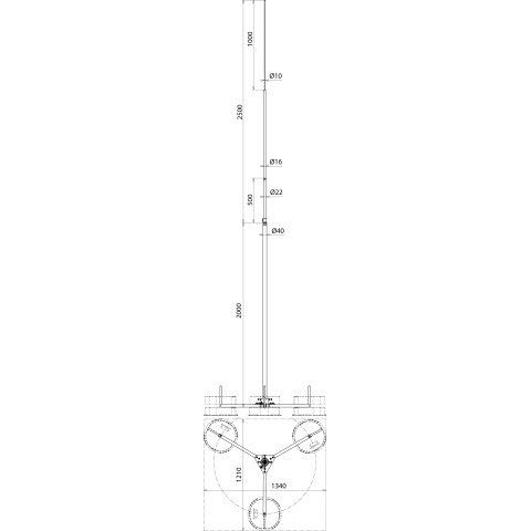 DEHN - Fangeinrichtung für Blitzschutz Fangstange FSD402216104 #105450 D40/16/10 L4500 Al