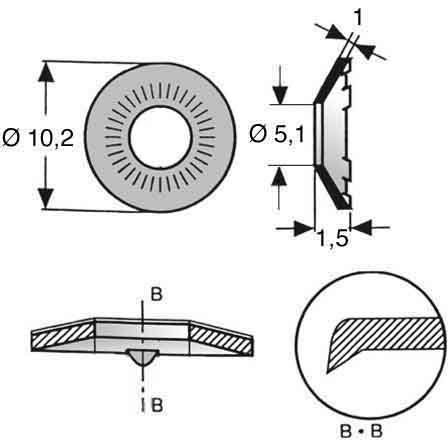 Ettinger - Sicherungsscheibe Kontaktscheibe 03.20.051 M5 m.Schneidzähnen − 100 Stück