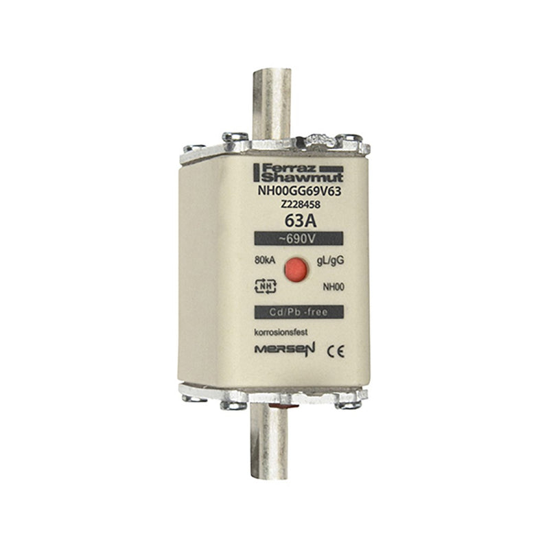 Mersen - Messersicherung NH-Sicherungseinsatz SF NH00GG69V63 Gr.00 gG 63A/690V KM − 3 Stück