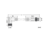WAGO - Konfektioniertes Sensor-Aktor-Kabel Sensor-Aktorleitung axial 756-6203/030-010 M8-Buchse/Stecker