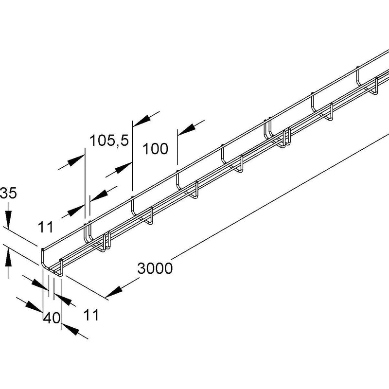 Niedax - Gitterrinne Gitterrinne GT 35.040 E3 35x40x3000mm − 3 Meter