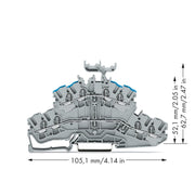 WAGO - Durchgangs-Reihenklemme 4-Leiter-Doppelstockklemme 2002-2433 L/N,grau − 50 Stück